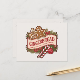 Santa approved Gingerbread add message Holiday Postcard