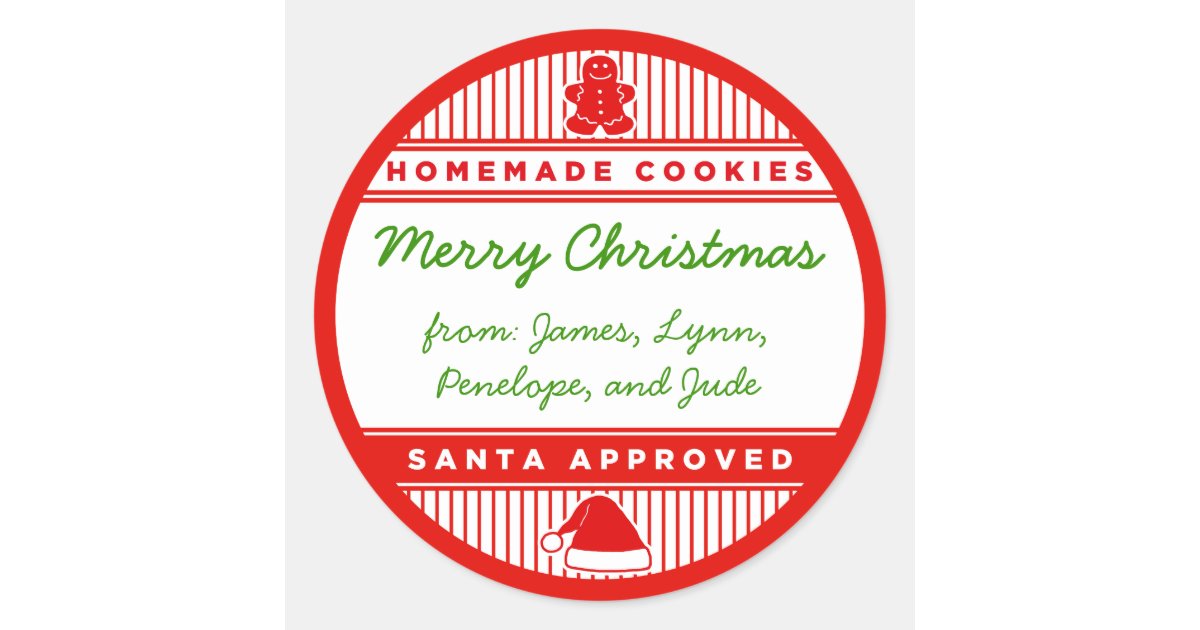 Santa Approved Homemade Cookies Classic Round Sticker | Zazzle