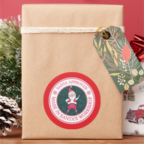 Santa approved workshop Christmas Classic Round Sticker