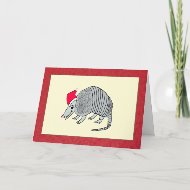Santa Armadillo Christmas Holiday Card (Front)
