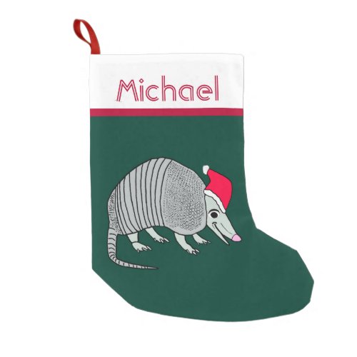 Santa Armadillo Christmas Small Christmas Stocking