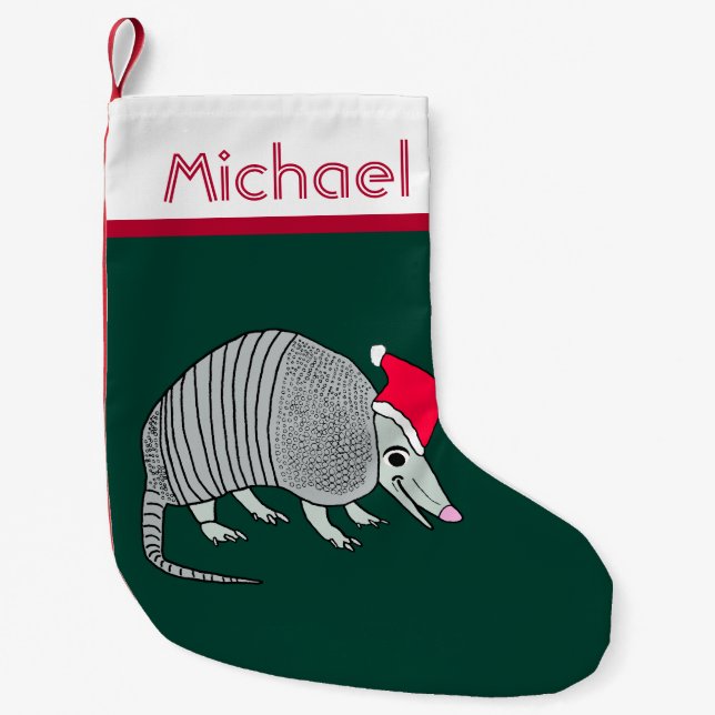 Santa Armadillo Christmas Small Christmas Stocking (Front)