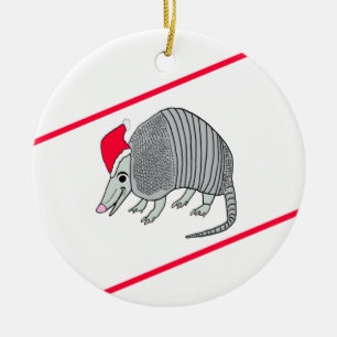 Santa Armadillo Christmas (white background) Ceramic Ornament