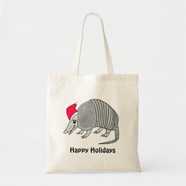 Santa Armadillo Happy Holidays Tote (Front)