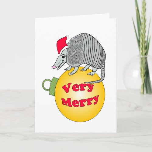 Santa Armadillo Very Merry Christmas Holiday Card