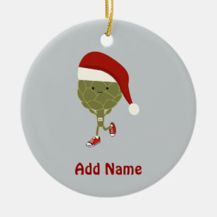 Santa Artichoke Runner Ceramic Ornament