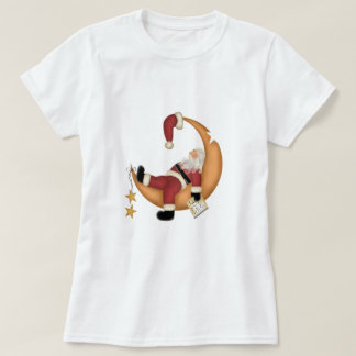Santa Asleep on Moon Tshirts and Gifts