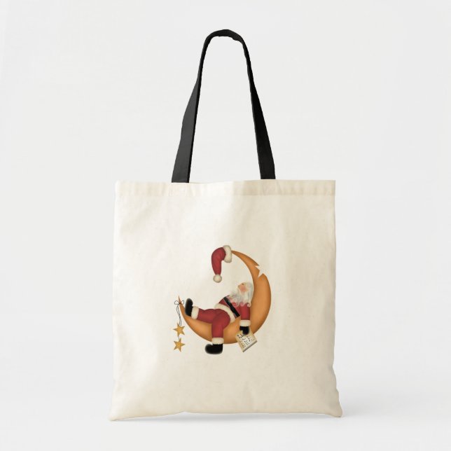Santa Asleep on Moon Tshirts and Gifts Tote Bag (Front)