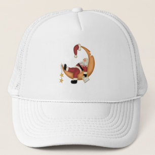 Santa Asleep on Moon Tshirts and Gifts Trucker Hat