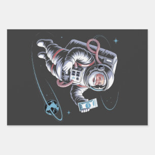 Santa Astronaut with Spacesuit Festive Christmas  Wrapping Paper Sheets
