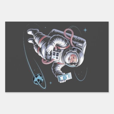 Santa Astronaut with Spacesuit Festive Christmas  Wrapping Paper Sheets