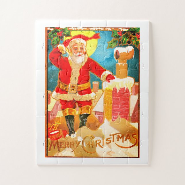 Santa at a chimney jigsaw puzzle (Vertical)