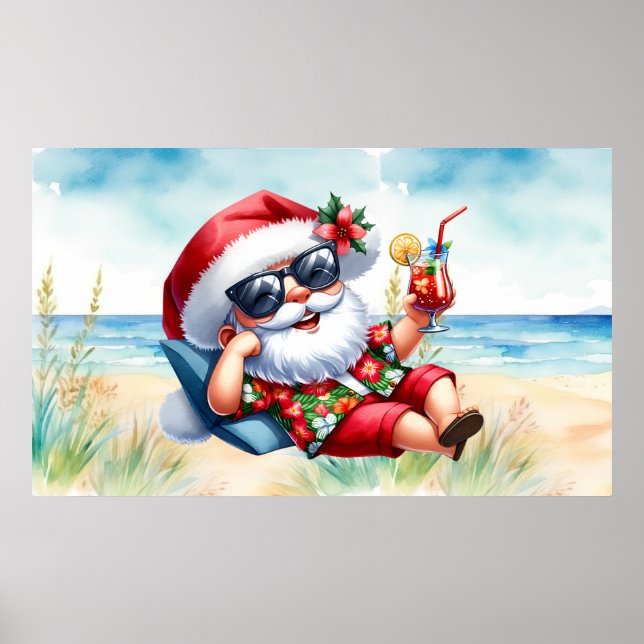Santa at Beach Christmas in July  Poster (Front)