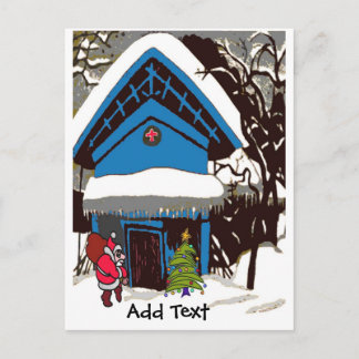 Santa At Chalet Christmas, Edit Text Holiday Card