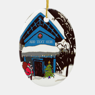 Santa at Forest Chalet Ceramic Ornament