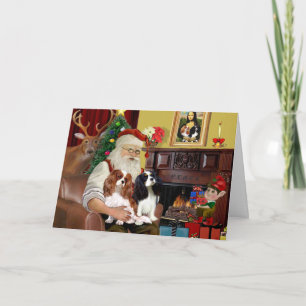 Santa At Home Cavalier King Charles (two) Holiday Card