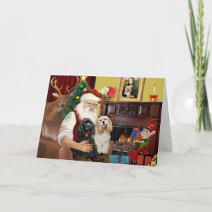Santa At Home - Cocker Spaniels (two) Holiday Card