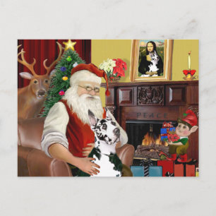 Santa At Home - Great Dane (Harlequin) Holiday Postcard
