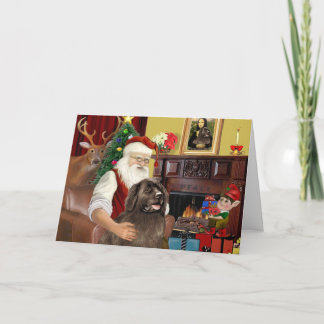 Santa At Home-Newfoundland (brown) Holiday Card