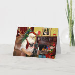 Santa At Home - Pugs Two.2f.1blk) Holiday Card at Zazzle