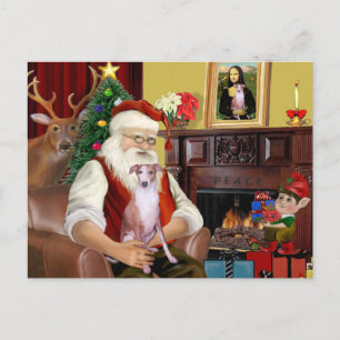 Santa At Home - Whippet 7 - Santa Holiday Postcard