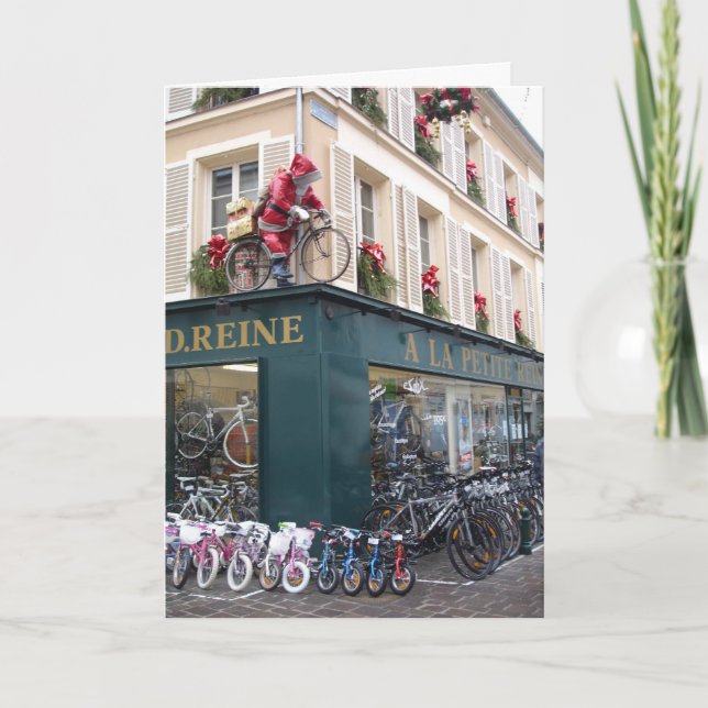 Santa at the Bike Shop Holiday Card (Front)