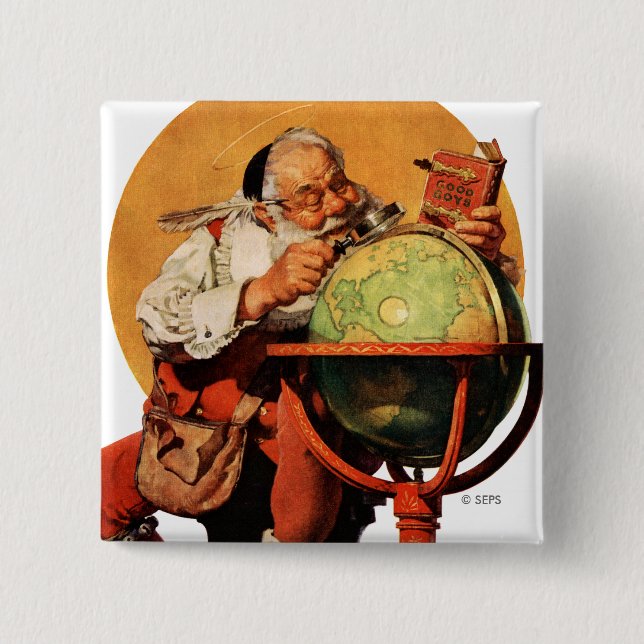Santa at the Globe Pinback Button (Front)