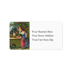 Santa At The Window Vintage Address Label