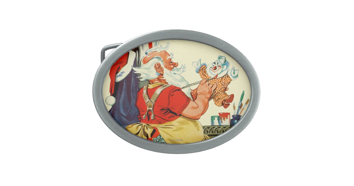 Santa At Work Oval Belt Buckle Zazzle Com