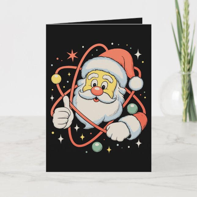 Santa Atom Christmas Science Xmas Holiday Card (Front)