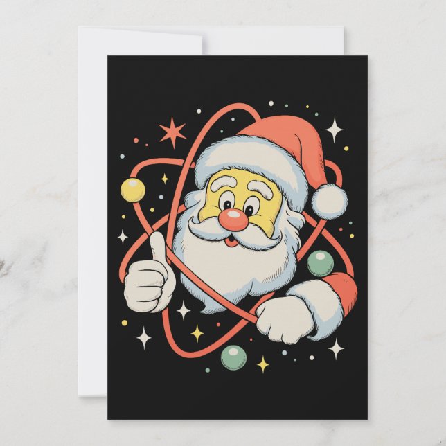 Santa Atom Christmas Science Xmas Holiday Card (Front)