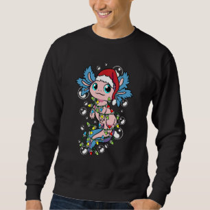 Santa Axolotl Christmas Tree Lights Xmas Axolotl Sweatshirt