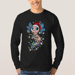 Santa Axolotl Christmas Tree Lights Xmas Axolotl T-Shirt