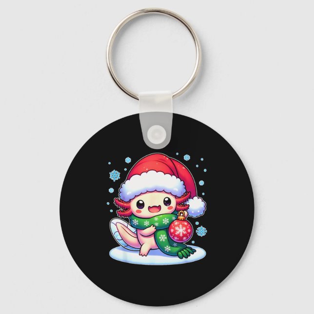 Santa Axolotl Funny Cute Xmas Funny Christmas  Keychain (Front)