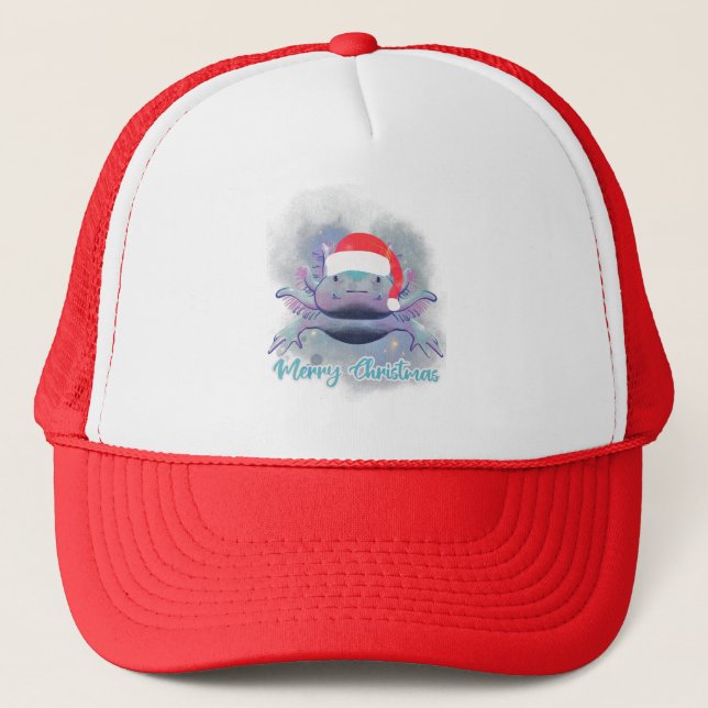 Santa Axolotl - Space Christmas Design Trucker Hat (Front)