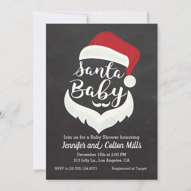 Santa Baby - Baby Shower Chalkboard Invitation (Front)