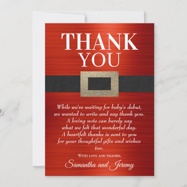 Santa Baby Baby Shower Christmas Gender Neutral Thank You Card (Front)