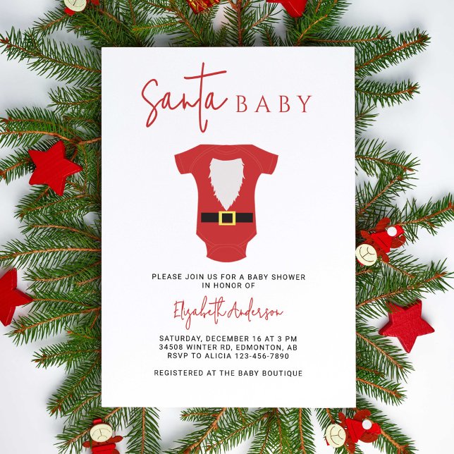 Santa Baby Baby Shower Christmas Modern Simple Invitation (Creator Uploaded)