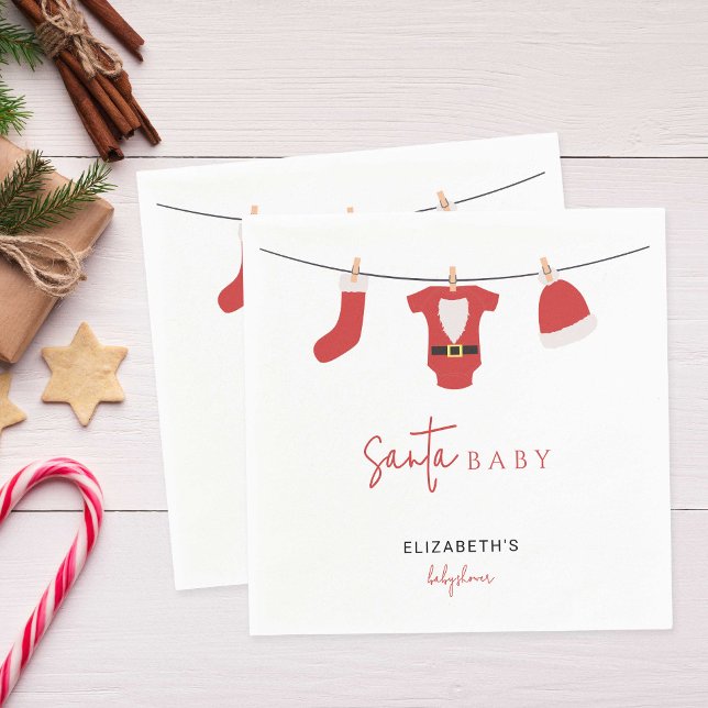 Santa Baby Baby Shower Clothesline Christmas Napkins (Creator Uploaded)