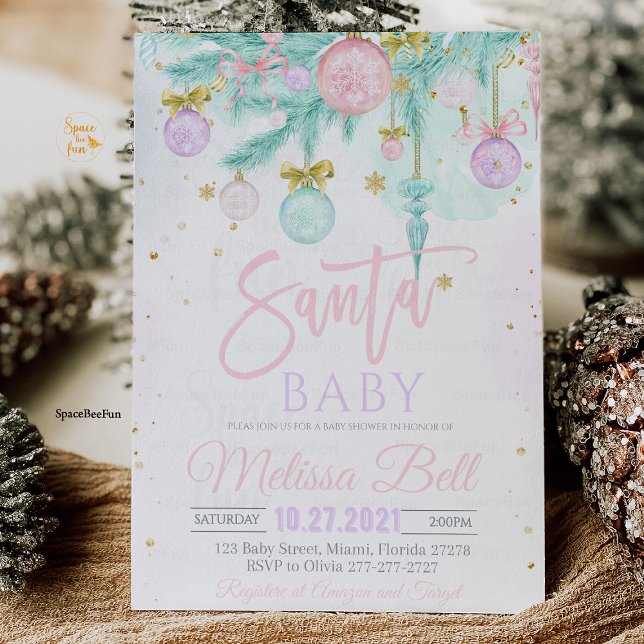 Santa Baby Baby Shower  Invitation (Santa Baby Baby Shower,invitation,baby shower invitation, gift tag, holiday baby shower, Christmas b)
