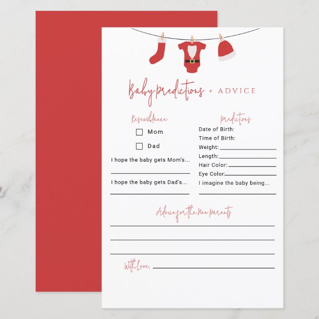 Santa Baby Baby Shower Predictions & Advice (Front/Back)
