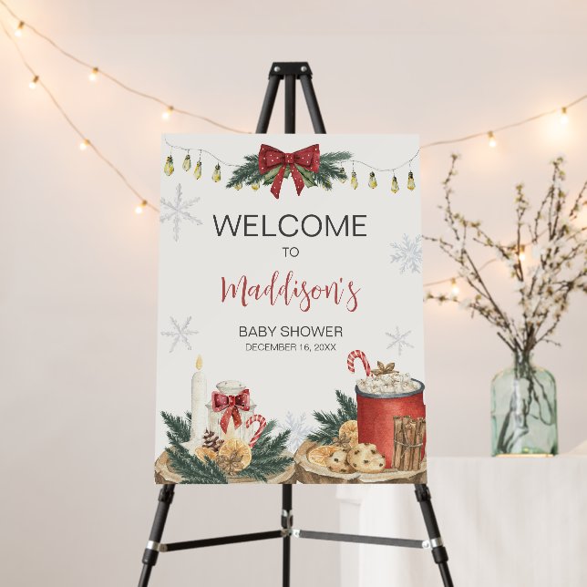 Santa Baby Baby Shower Welcome Sign (In Situ (Stand))