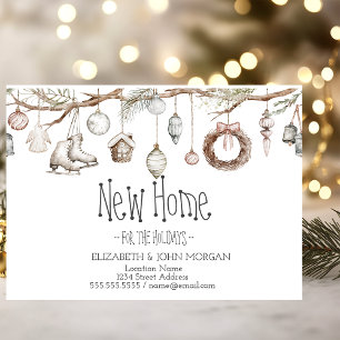 Santa Baby Bear Christmas Clothesline New Address Announcement Postcard