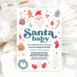 Santa Baby Blue And Red Christmas Baby Shower Invitation<br><div class="desc">Santa Baby Blue And Red Christmas Baby Shower Invitation</div>