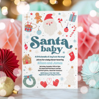 Santa Baby Blue And Red Christmas Baby Shower