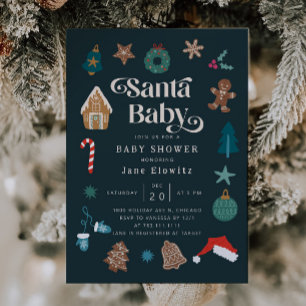 Santa Baby Boy Christmas Baby Shower Invitation