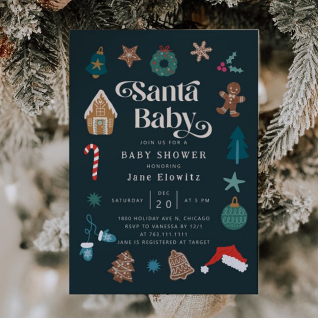 Santa Baby Boy Christmas Baby Shower  Invitation (Creator Uploaded)