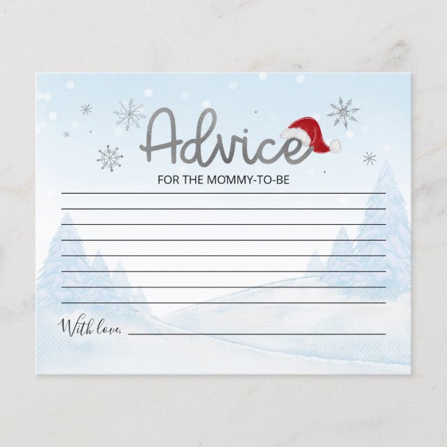 Santa Baby Budget Baby Shower Advice Cards (Front)
