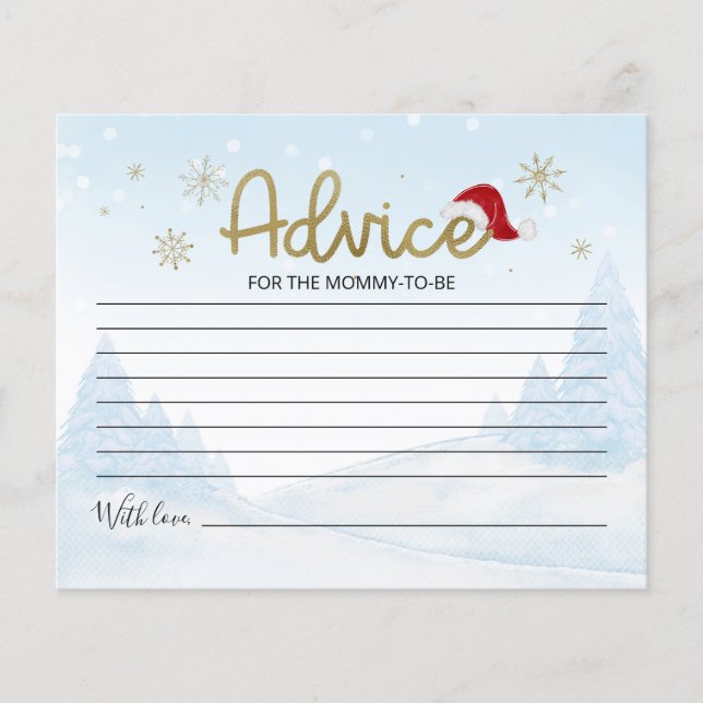 Santa Baby Budget Baby Shower Advice Cards (Front)