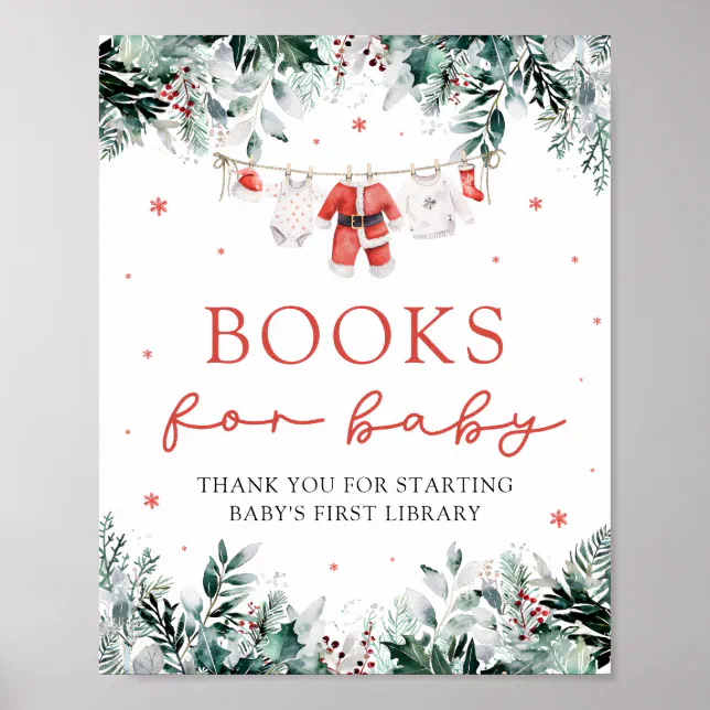 Santa Baby Christmas Baby Shower Books for Baby Poster Zazzle